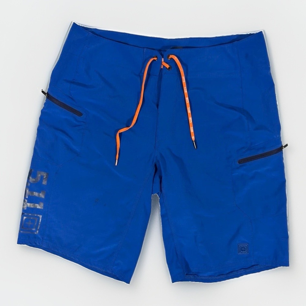 5.11 Tactical Men's Blue Cargo Shorts Drawstring Zip Pockets Polyester 32